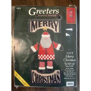 Greeters Plastic Canvas‎ MERRY CHRISTMAS SANTA DOOR HANGER KIT #1412 NIP